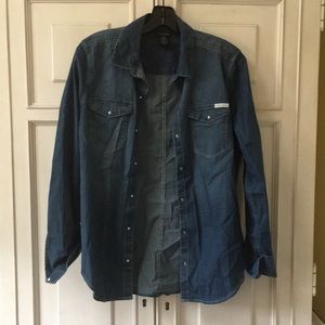 Calvin Klein Button Down Denim Top Size Small